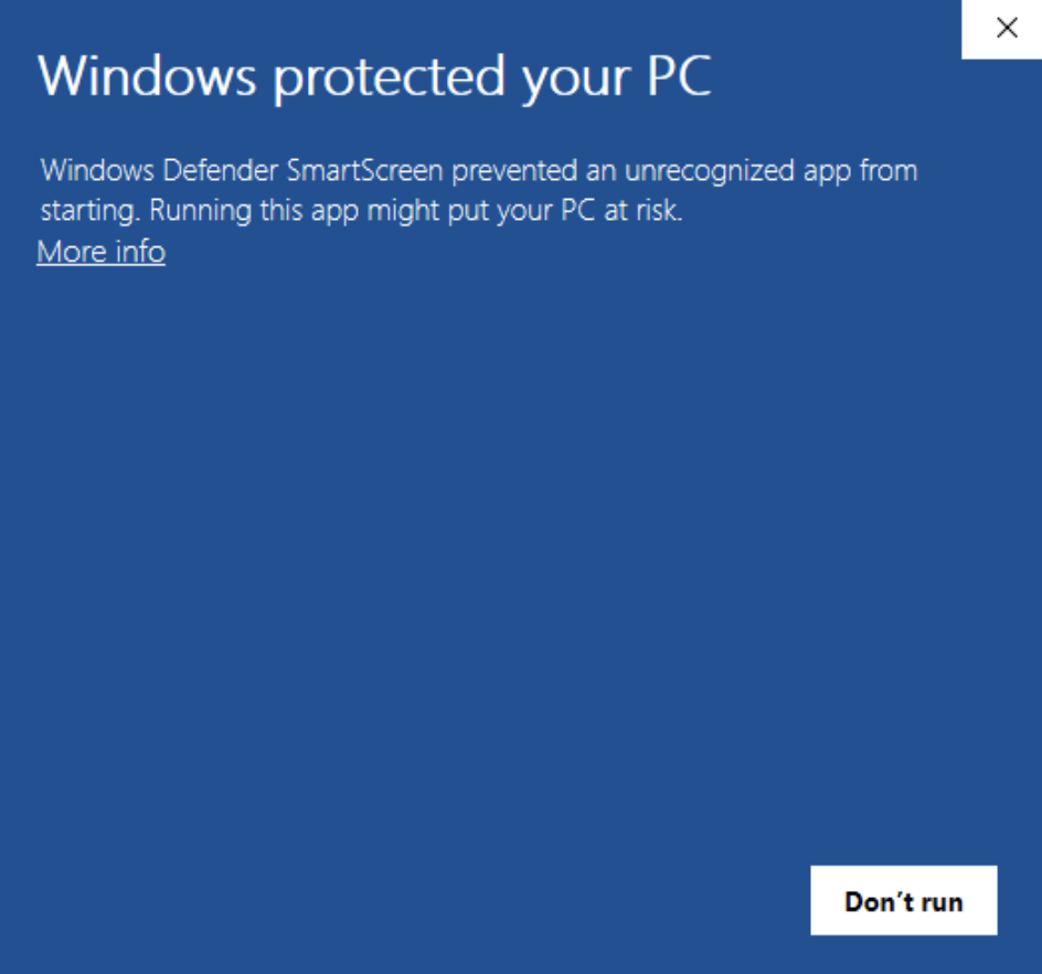 Windows SmartScreen 提示示意图